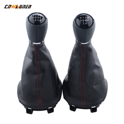 Customized Genuine Leather Boot With Red Line 5 Speed Manual Shift Knob For SEAT