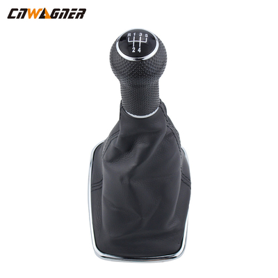 Black Car Genuine Leather Boot Speed 5 Automatic Gear Shift Lever Knob For VW GOLF V 5
